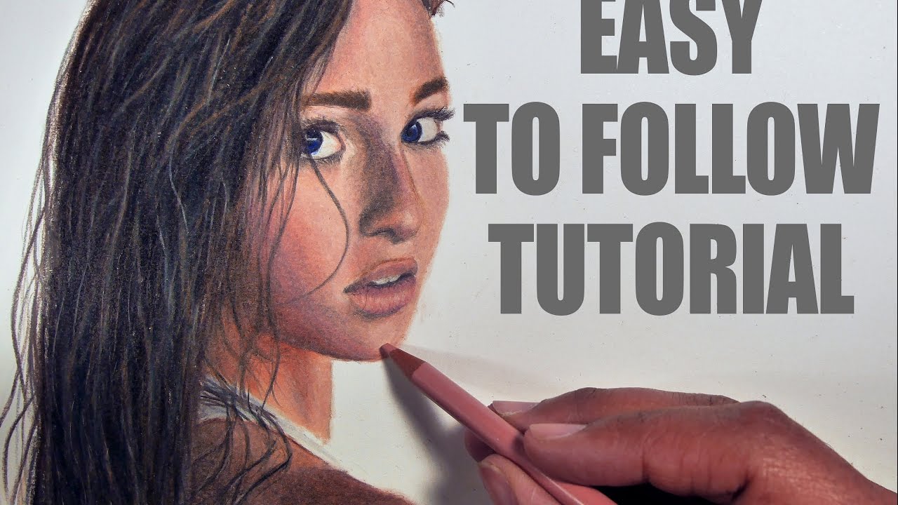 Learn to draw a face - Color pencils
