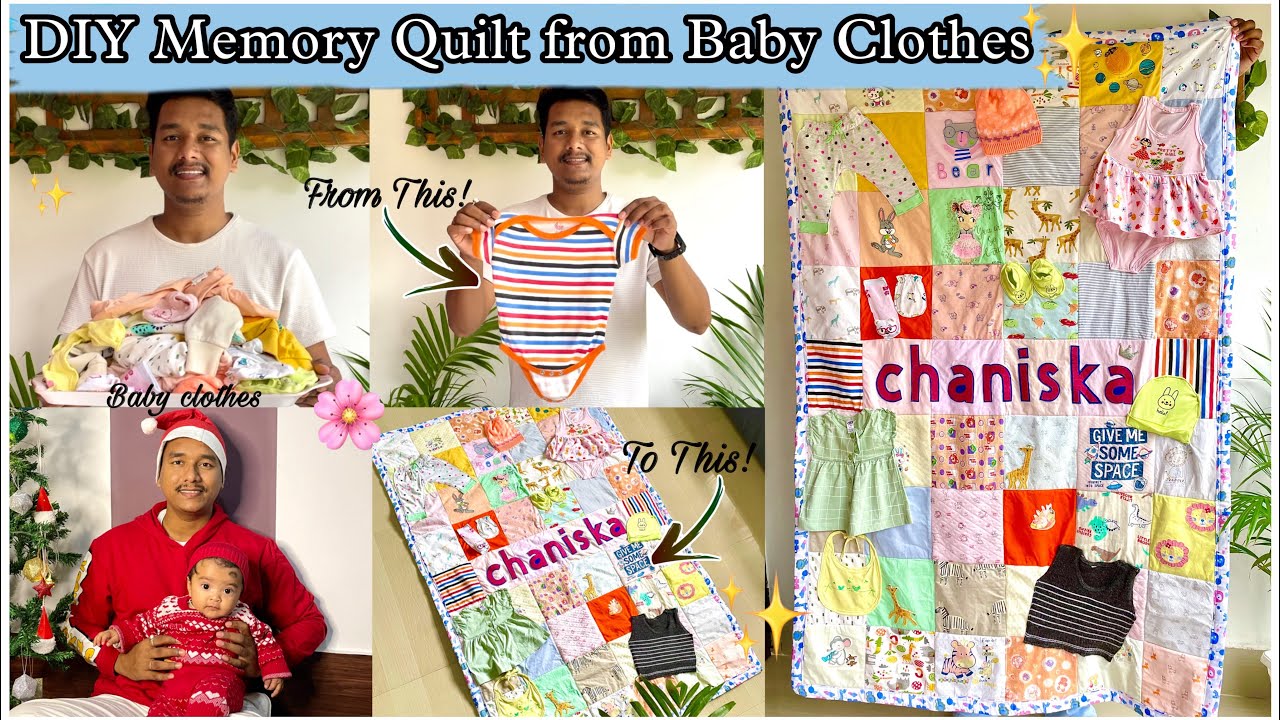 How to Make Memory Quilt from Baby Clothes | Sew a Memory Blanket | Recycling Kids Clothes | #diy