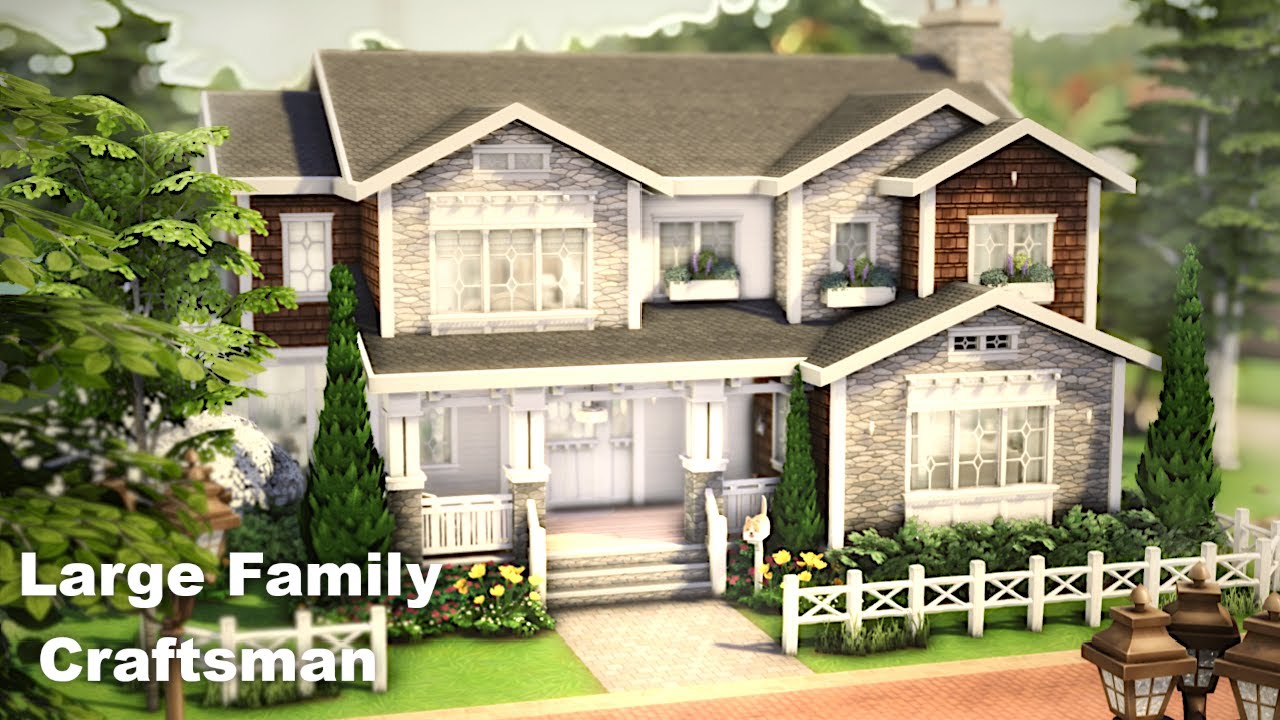 Large Family Craftsman Home 🏡👨‍👩‍👦‍👦  // The Sims 4: Speed Build // W/ CC