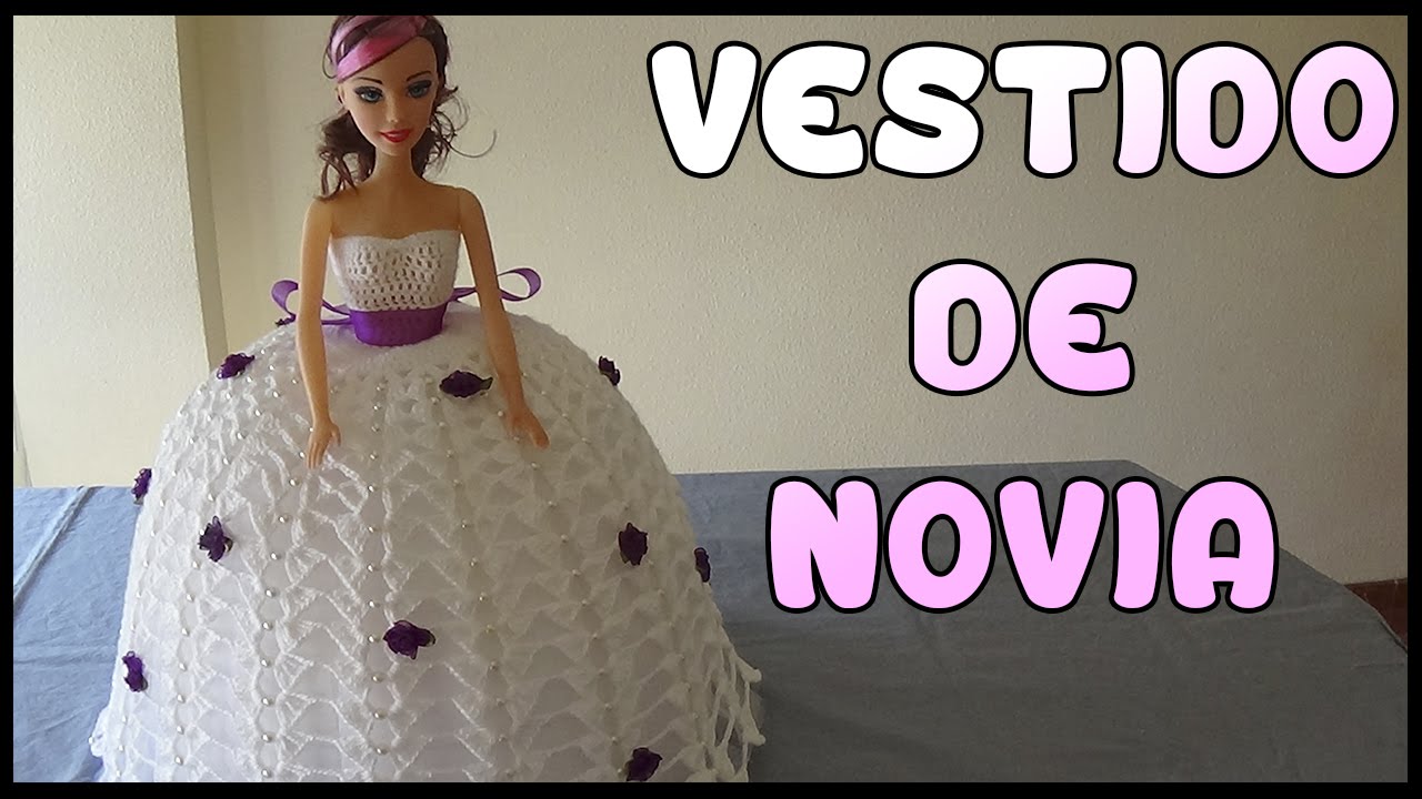 Vestido de  Novia a crochet para Muñeca