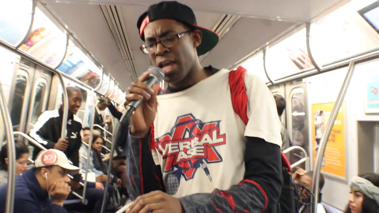 GUY SOUNDS LIKE SPONGEBOB AND MICKEY MOUSE ON MTA TRAIN NYC! (Verbal Ase) BEATBOX