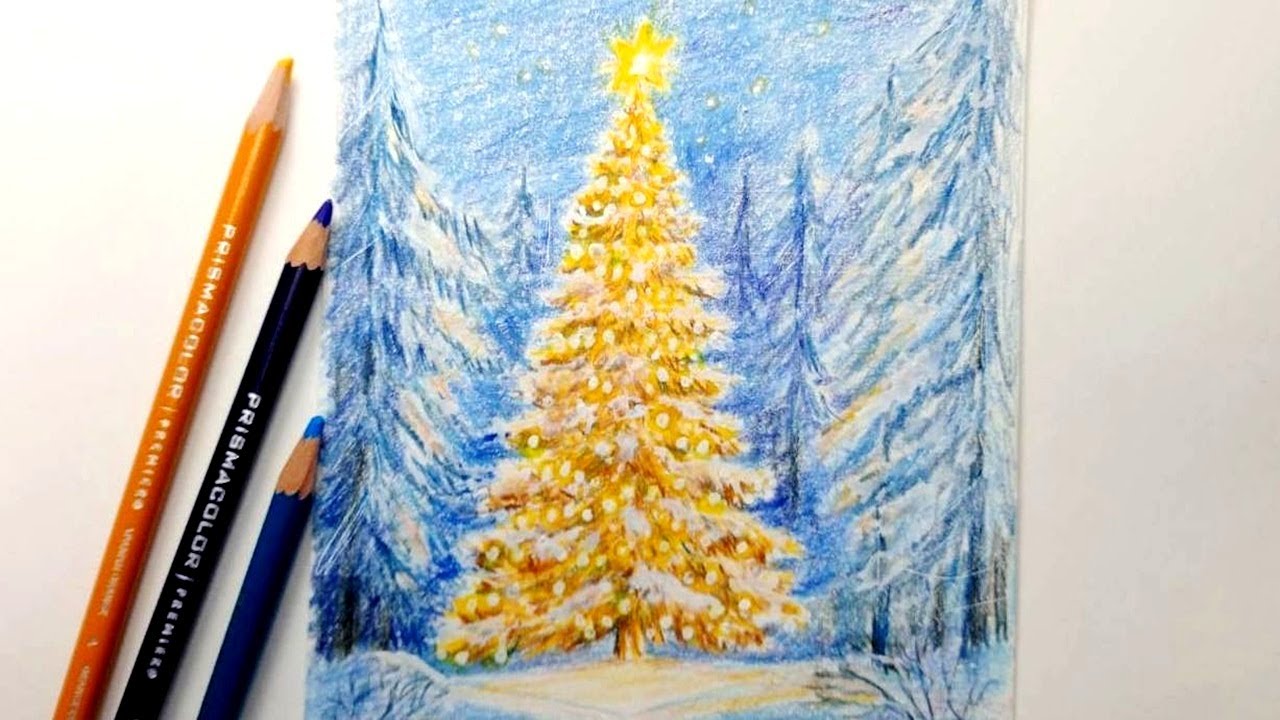 🎄 Passo a passo: Árvore de Natal Iluminada com Lápis de Cor Prismacolor!