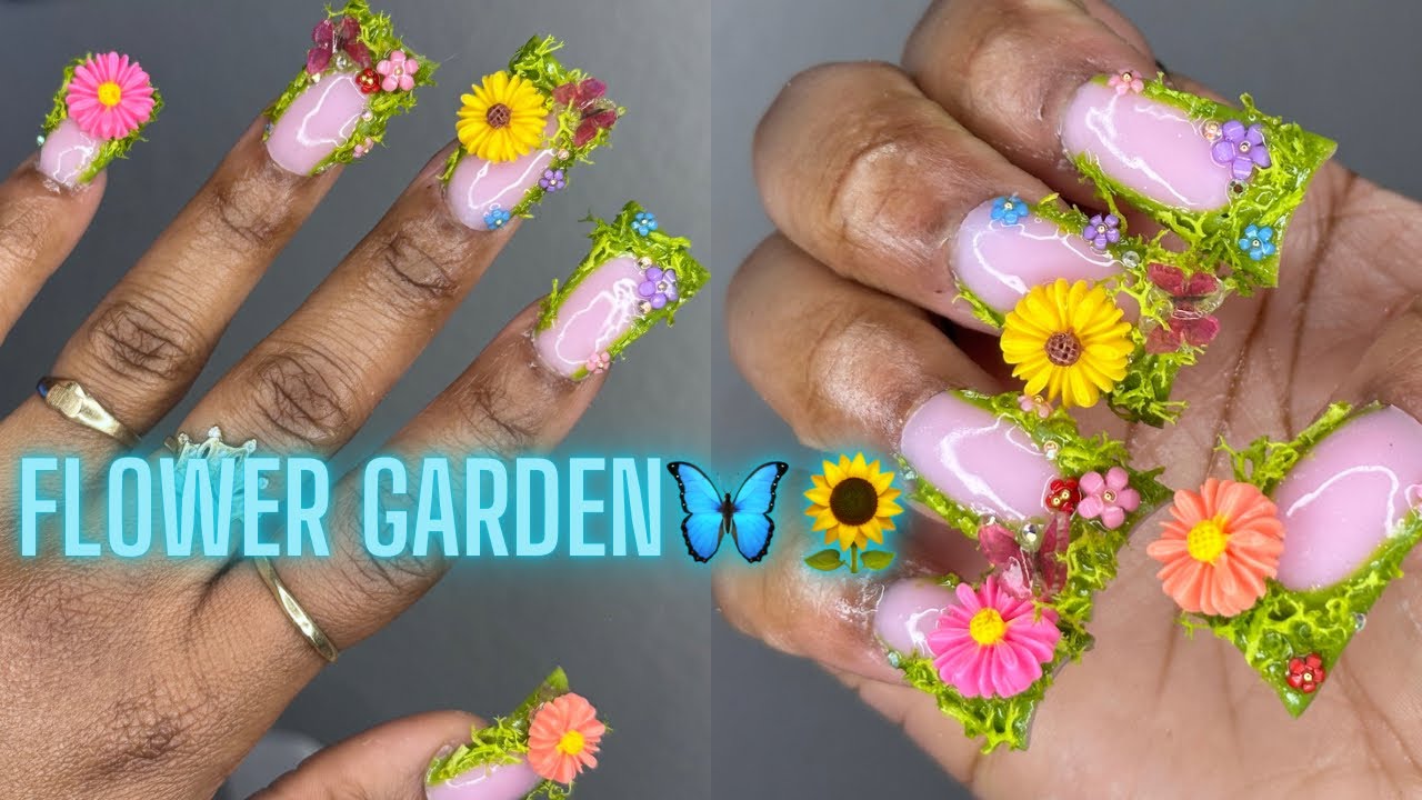 Duck Nails Series: Polygel |Flower Gargen Nail Art