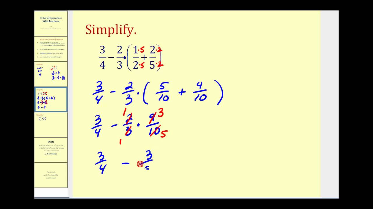 Order of Operations Involving Fractions