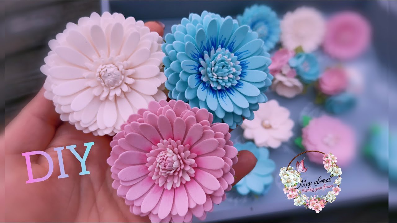 ИДЕИ 🌺🌿 ЦВЕТОЧКИ ИЗ ФОАМИРАНА с помощью ножей для вырубки🌿🌺