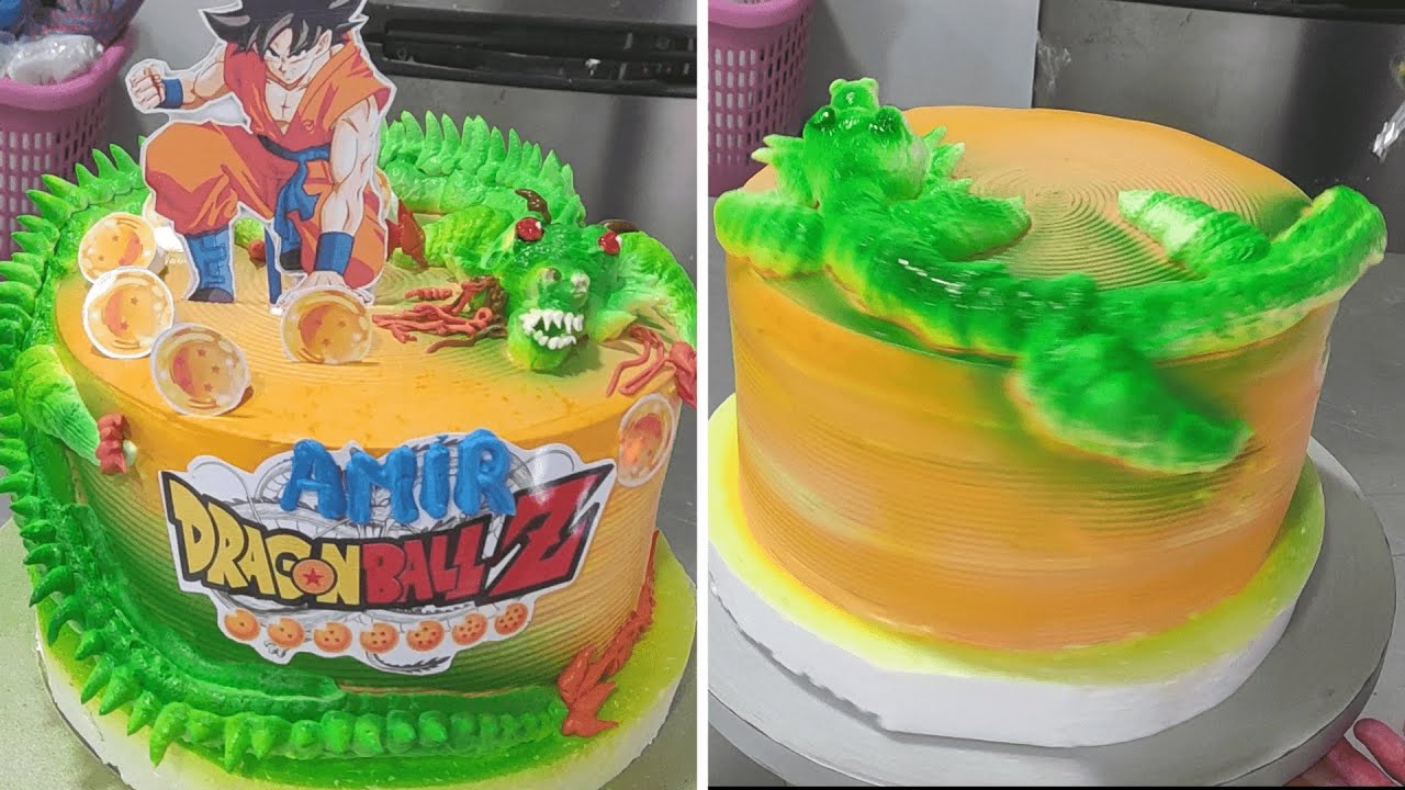 Pastel de Dragon Ball Super decorado en crema chantilly