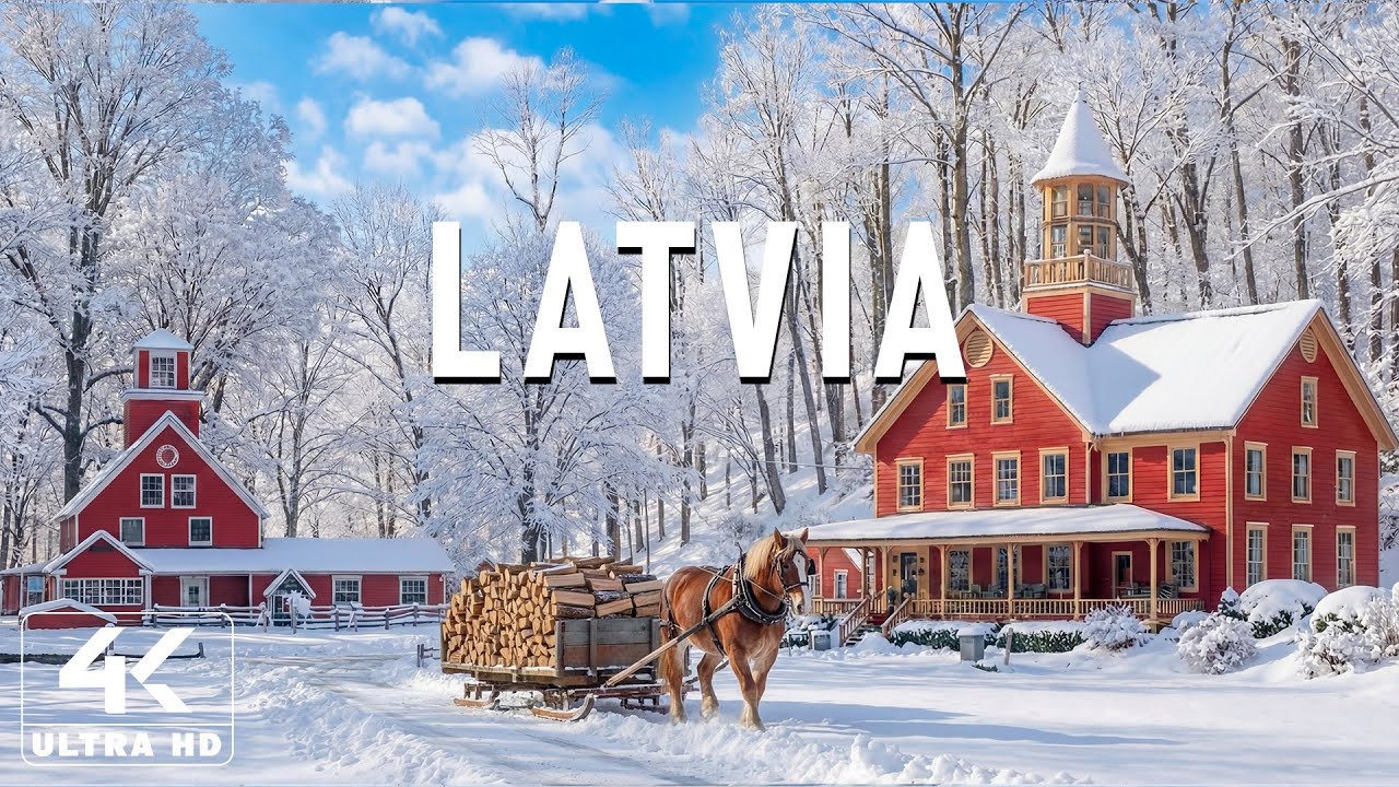 Winter in Latvia 4K ❄️ Magical Winter of Snowy Forests, Frozen Rivers & Baltic Nature
