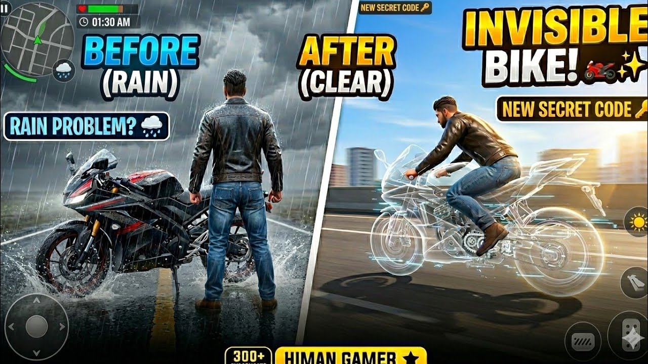 ​How to Stop Rain & Get Invisible Bike! 🏍️✨ | New Secret Cheat Code#InvisibleBike #RainProblemSolved