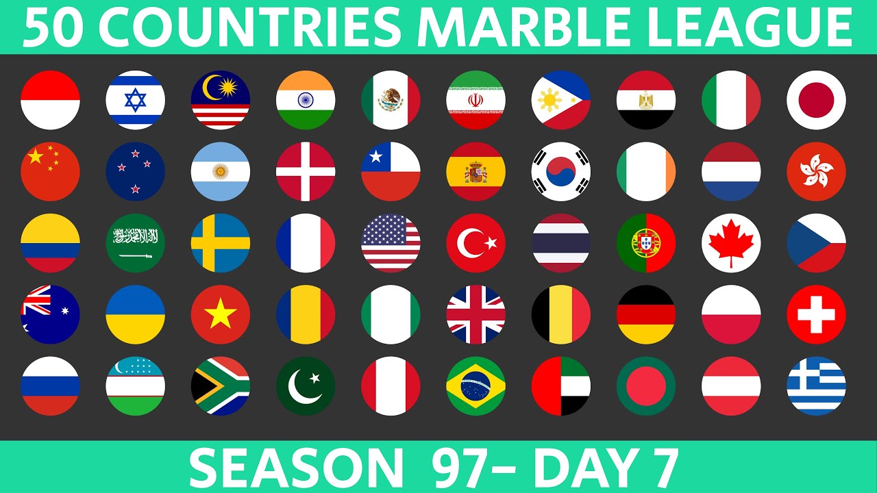 50 Countries Marble Race League Season 97 Day 7/10 Marble Race in Algodoo