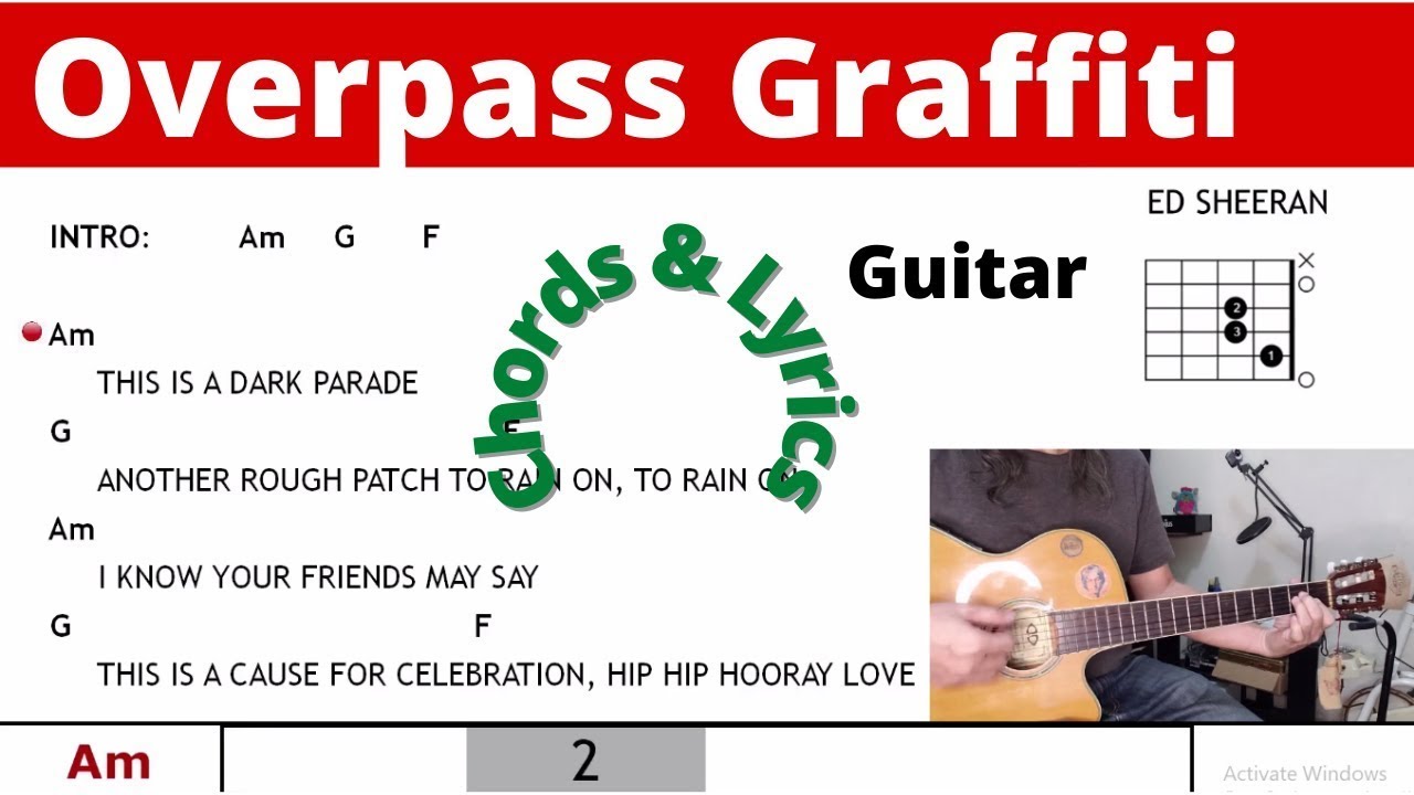 Overpass Graffiti - Ed Sheeran - Guitar Lesson, Chords & Lyrics with Performance Video @TeacherBob