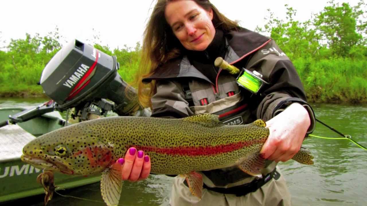Fly Fishing for Rainbow Trout and Salmon on the Kanektok River at Reel Action Alaska Lodge. Set 720p
