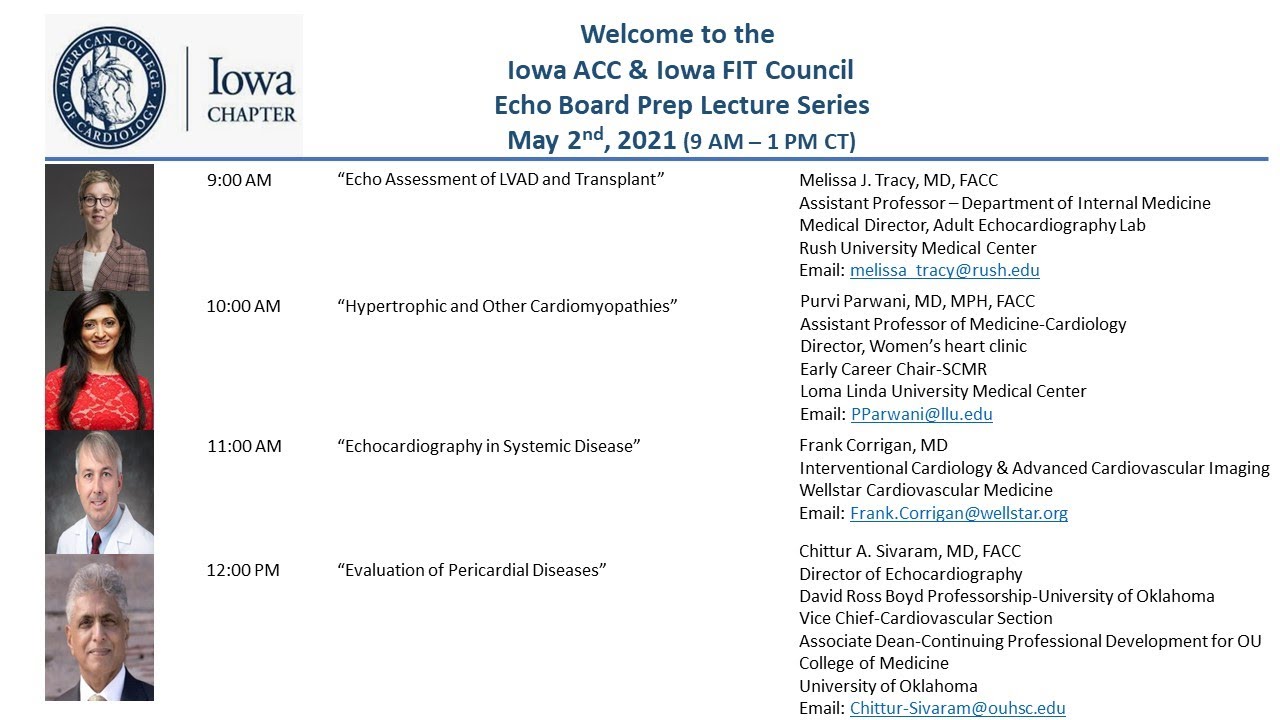May 2 - IA ACC Echo Board Prep Lecture Series
