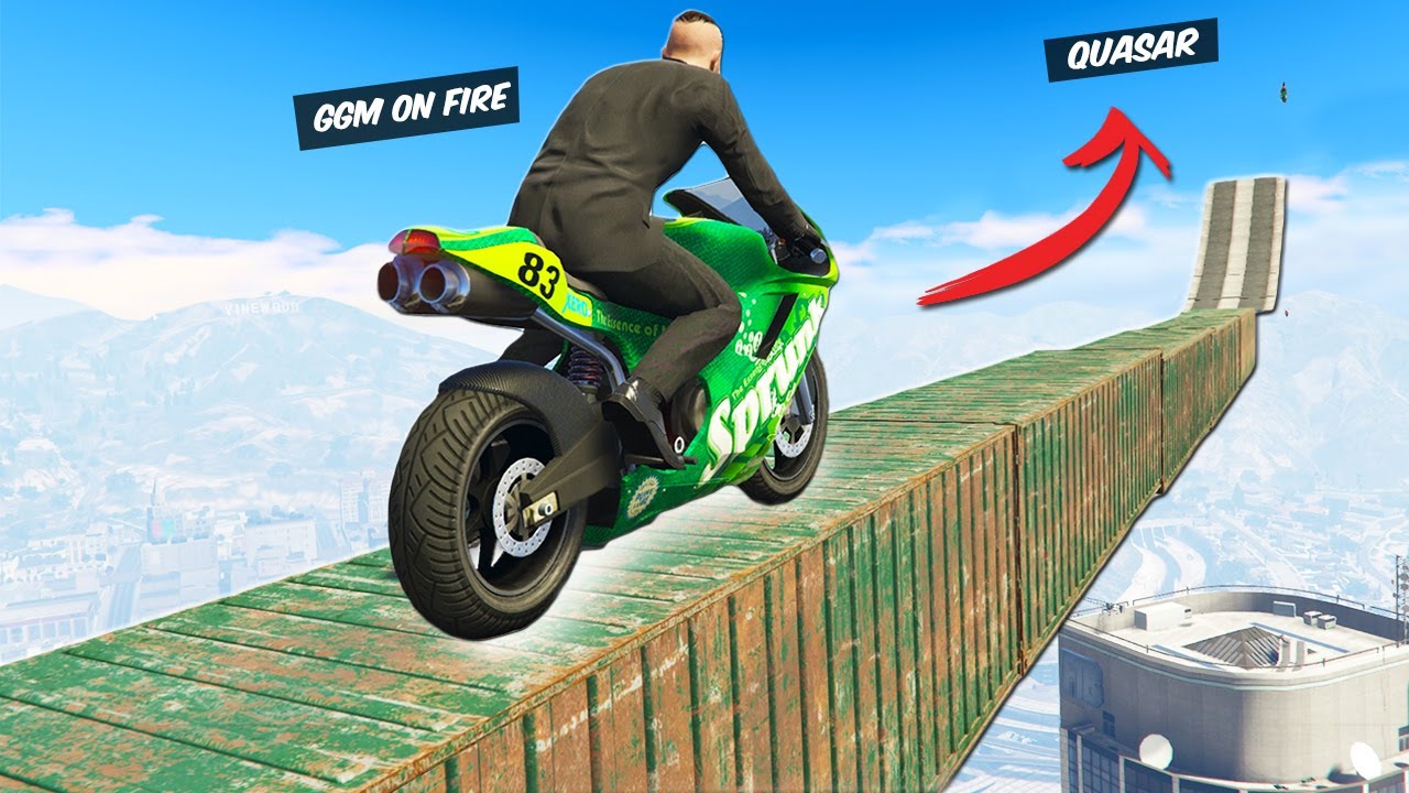 GTA  5 : KHATARNAK BIKE PARKOUR JUMP 🏍🏁 (Stunts Over Buildings)