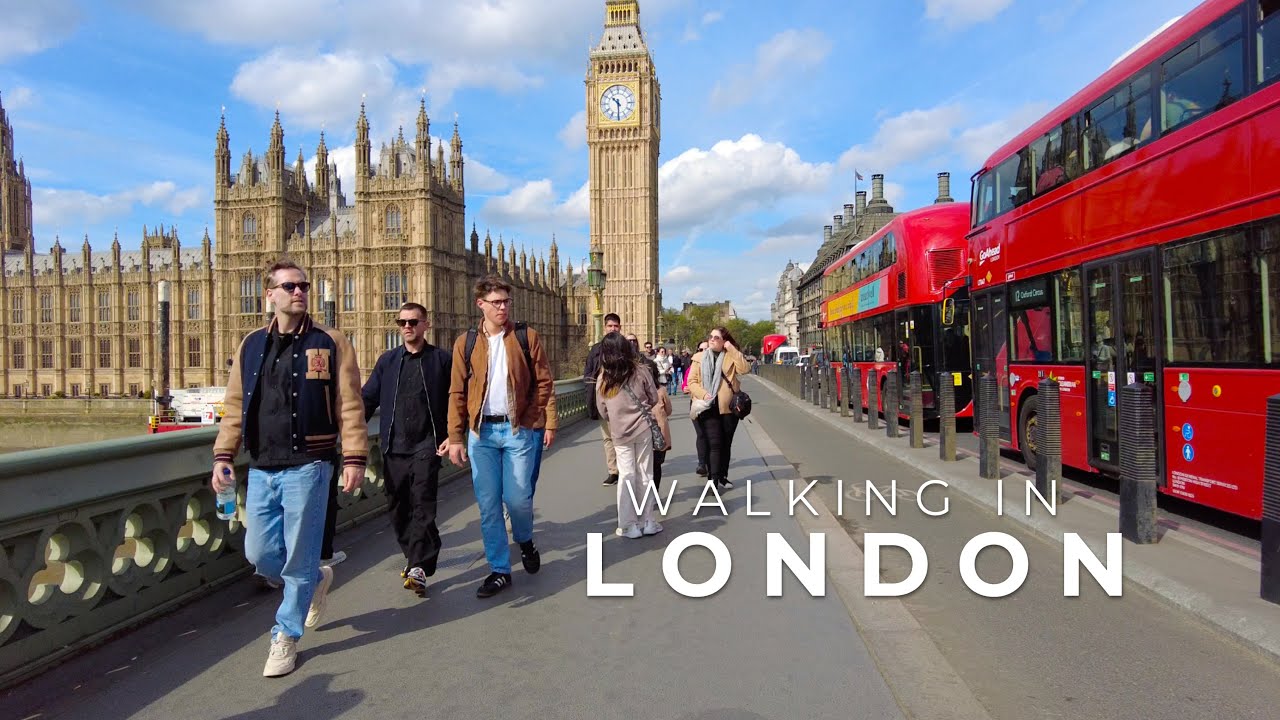 🇬🇧 Sunny Spring Walk | Westminster, Whitehall, St James's Park | London Walk 4K