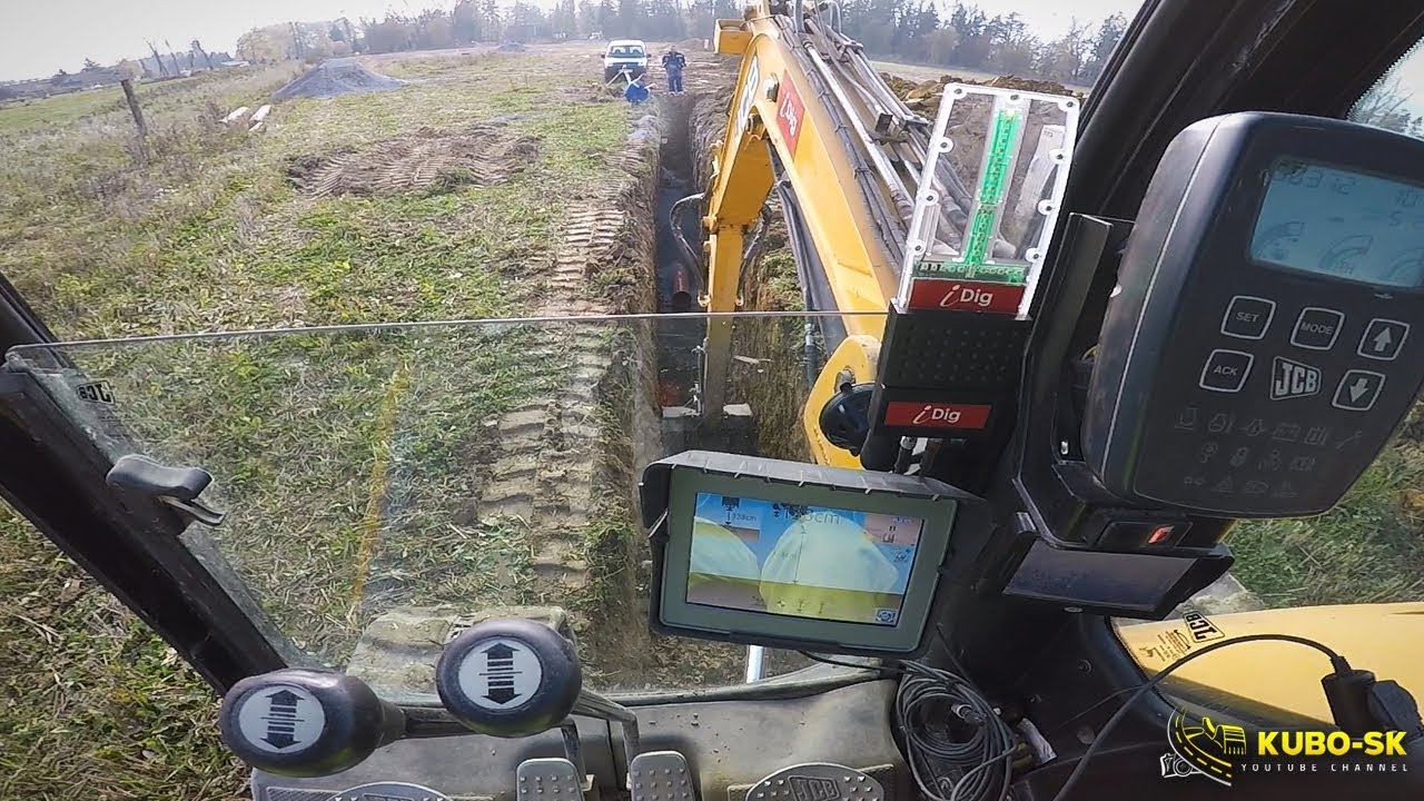 JCB 8085 excavator with iDig Touch 2D grade control - cab view