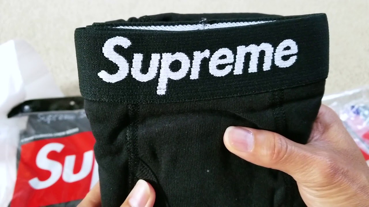 Unboxing SUPREME x Hanes Tee Boxer Brief & Socks + Try On Body!  9 1 18