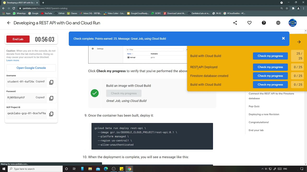 Developing a REST API with Go and Cloud Run | Qwiklabs [GSP761]