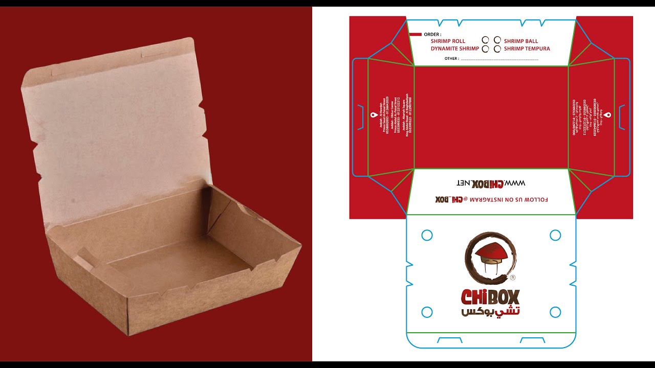 Disposable Food Packing Lunch Box Die Cut / Dieline Tutorial on Adobe Illustrator with Design