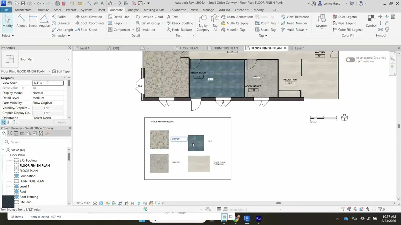 Revit - Floor Finish Plan and Schedule 2026