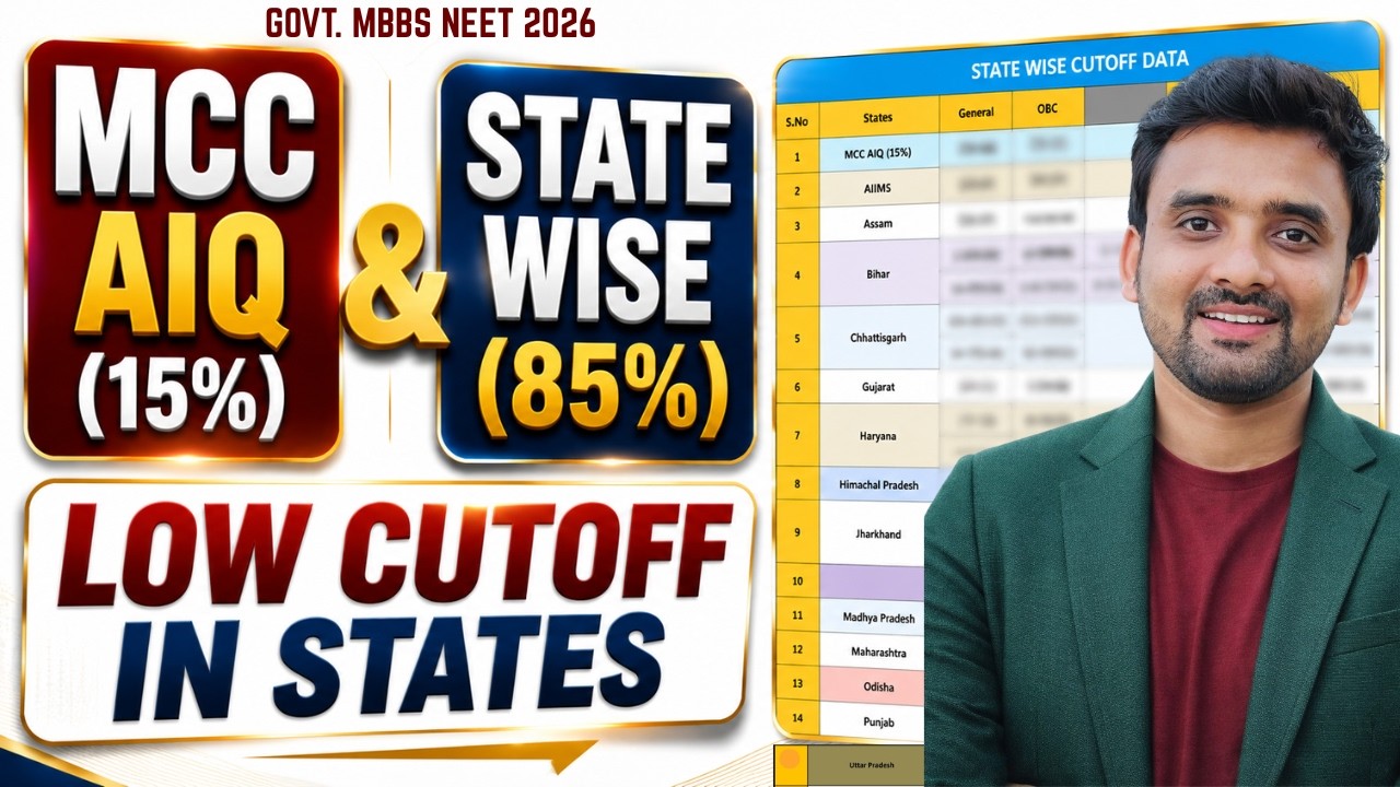 NEET 2026 Low Cutoff States 🔥| MCC AIQ (15%) vs All State Counselling (85%) | NEET 2026 Cutoff 🔥