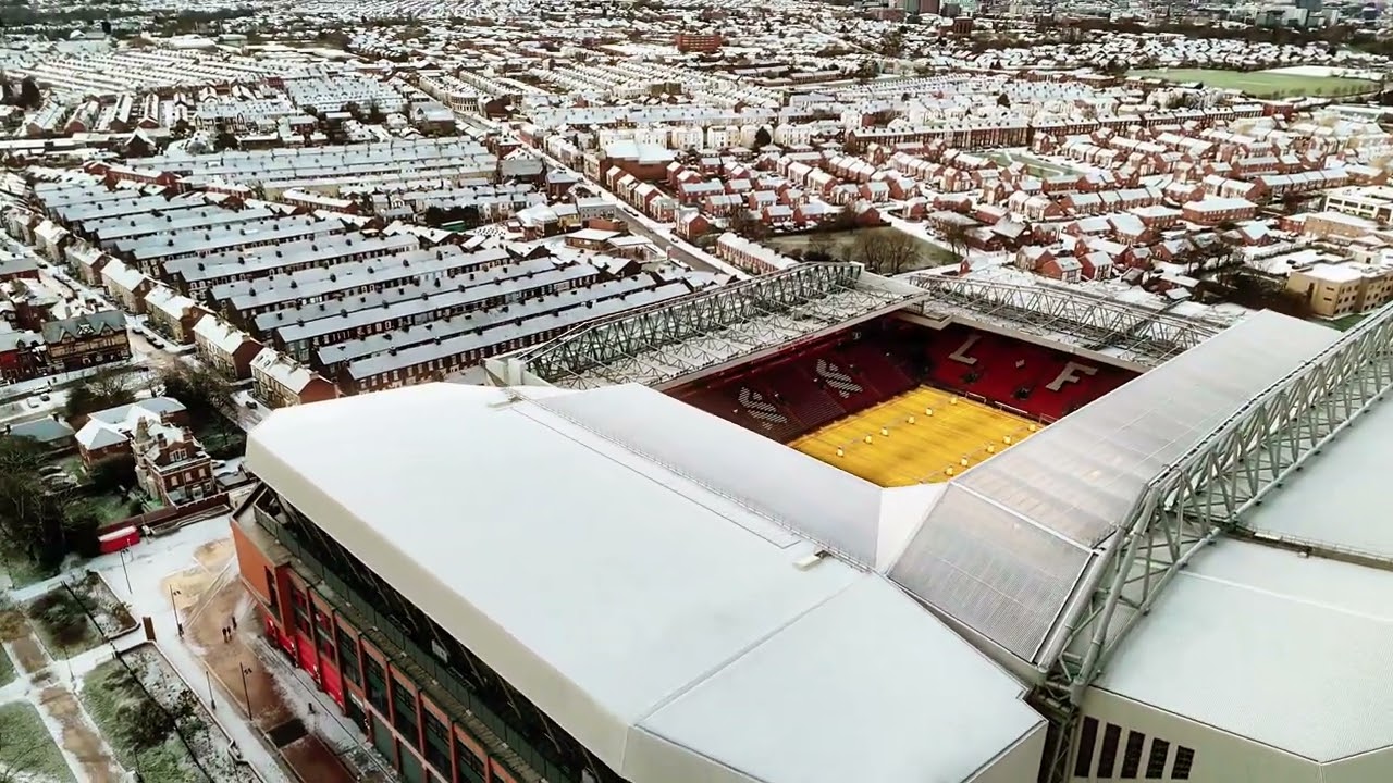 Anfield and Goodison in the snow. 