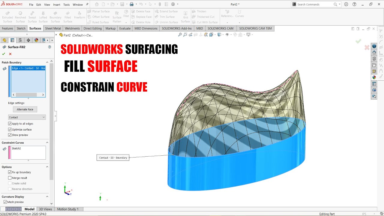 ✅ Курс по обработке поверхностей в Solidworks | Заполнение поверхности
