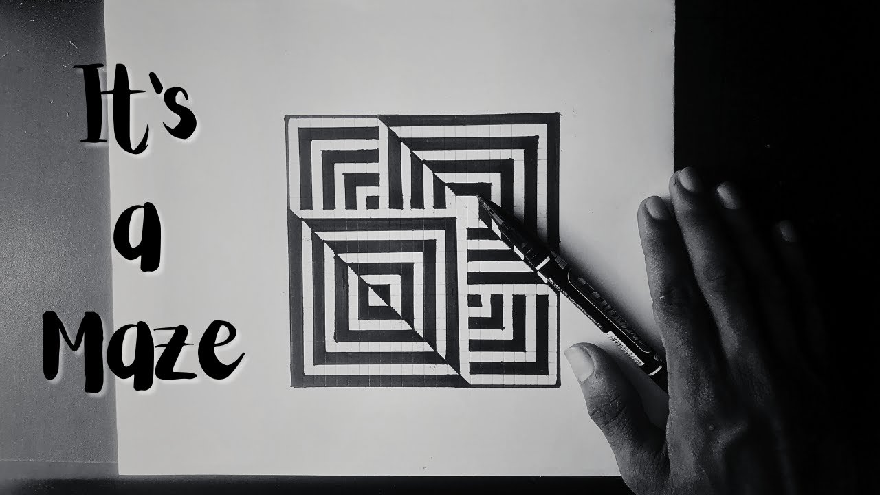 Mesmerising Maze Art | Satisfying Geometric Drawing | Black pen art for boring day #geometricart