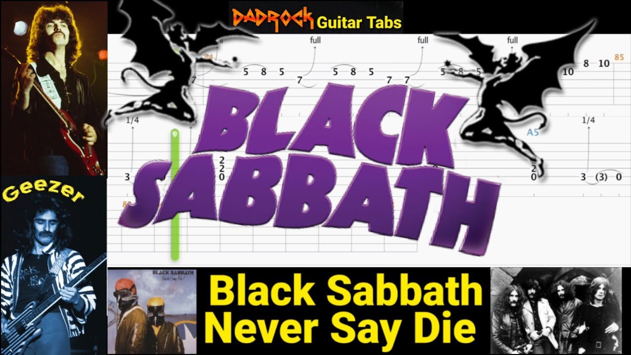 Never Say Die - Black Sabbath - Guitar + Bass TABS Lesson (Request)