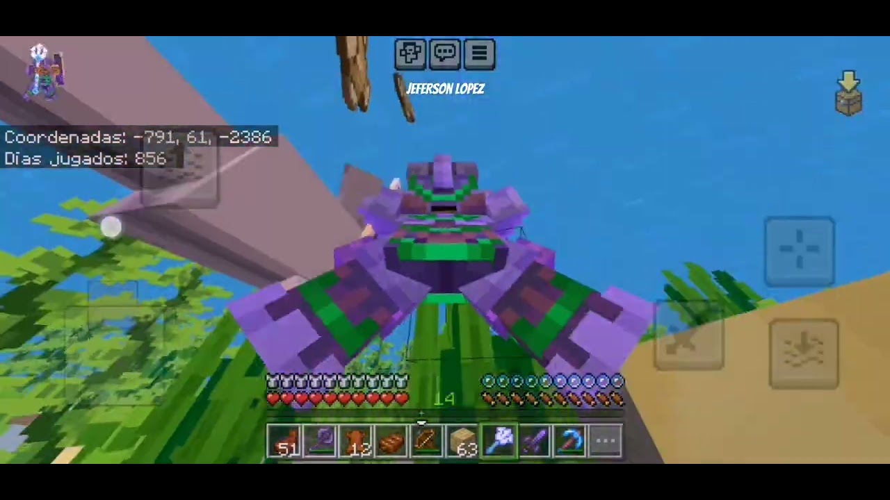 Usando el tridente en Minecraft 