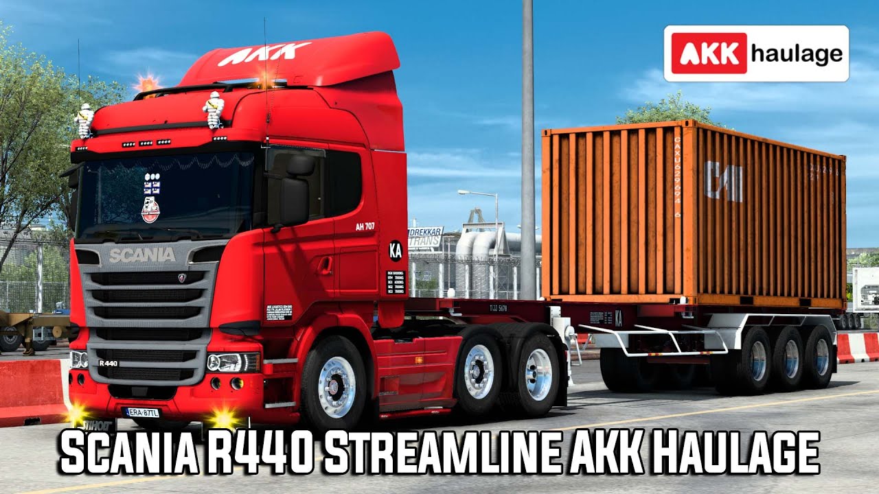 Scania R440 Streamline AKK Haulage - ETS2 Mod Malaysia 1.44 - Trailer Kontena