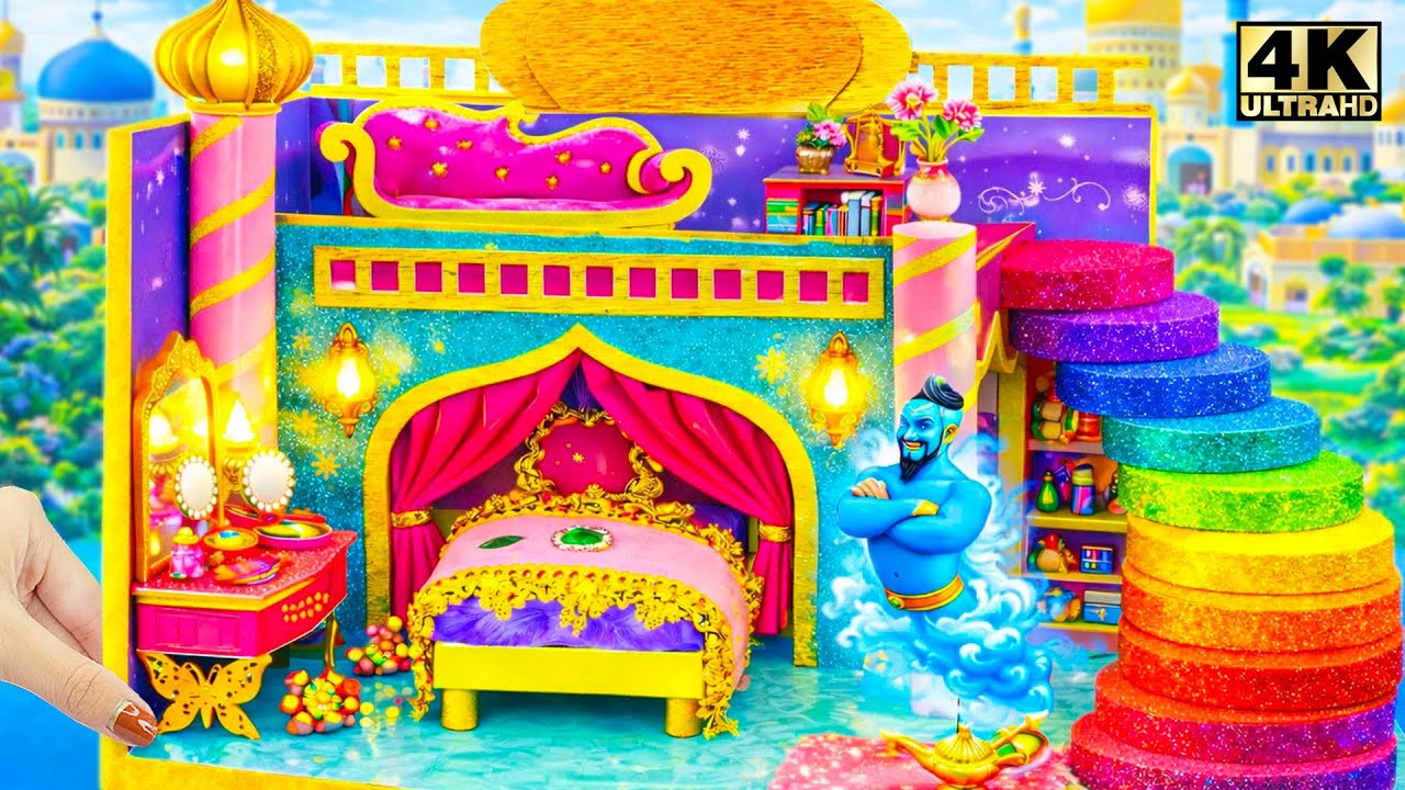 Recycling Cardboard into Luxury Arabian Palace with Genie Lamp & Rainbow Stair 🧞‍♂️✨ DIY Miniature