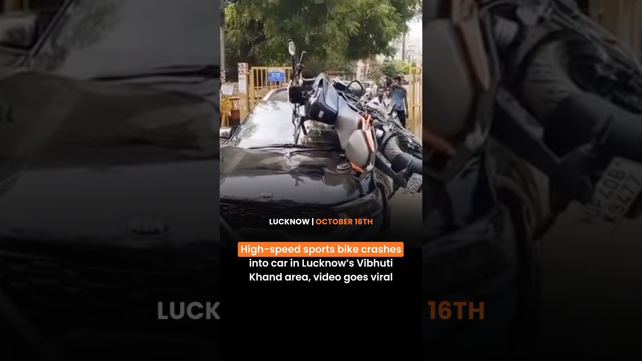 High-speed sports bike crashes into car in Lucknow&rsquo;s Vibhuti Khand area, video goes viral 😢