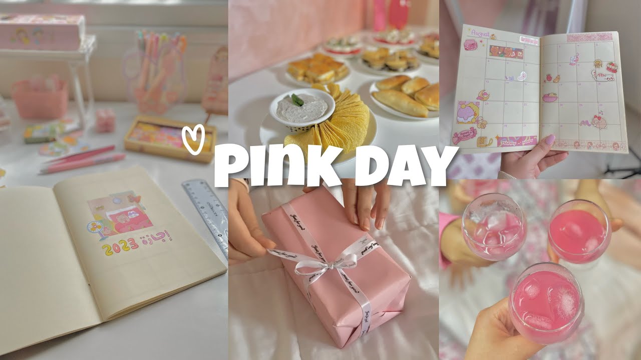 اقضوا معي يوم بالعطلة باللون الزهري 🎀🧸 جورنال ، فطور ، حفلة
