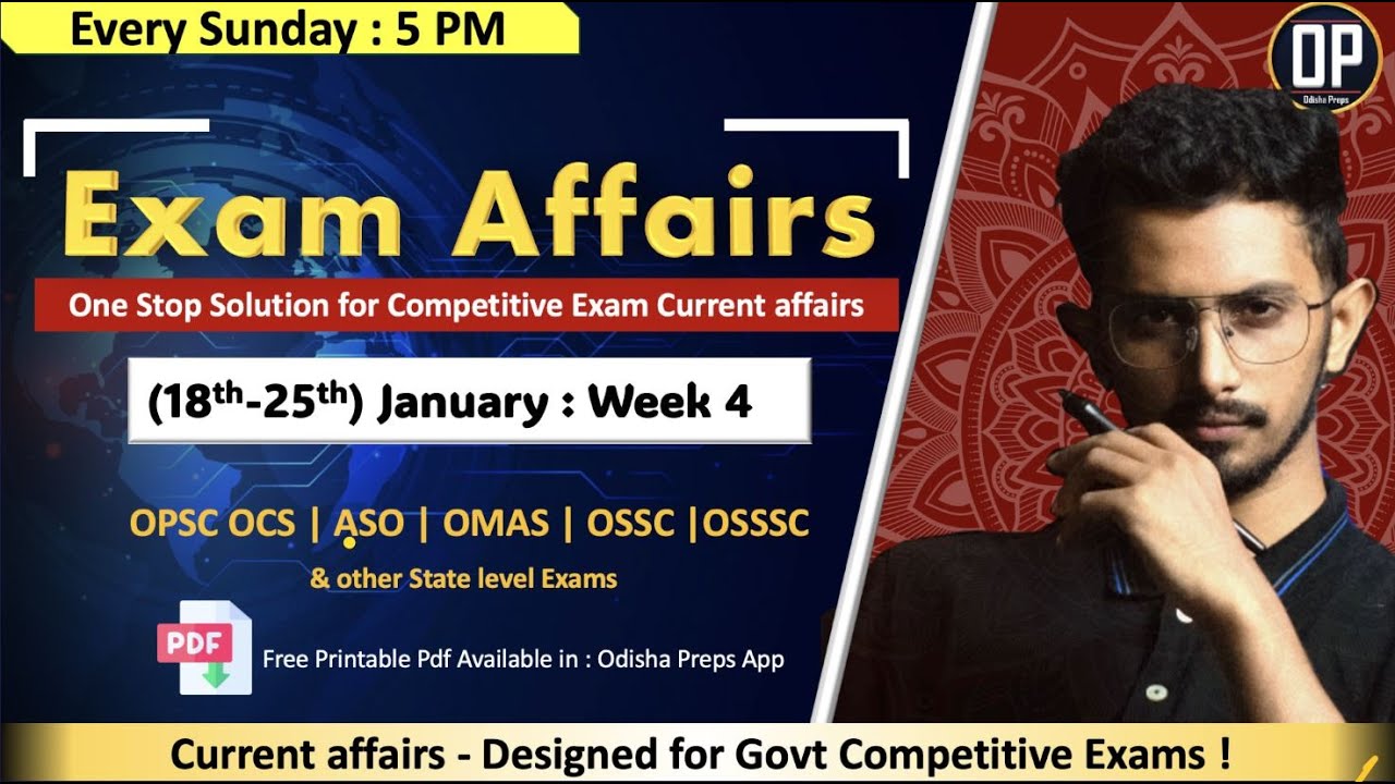 Exam affairs | Weekly Current Affairs | January Week 4 | Odisha Preps | OP |OPSC , OSSC