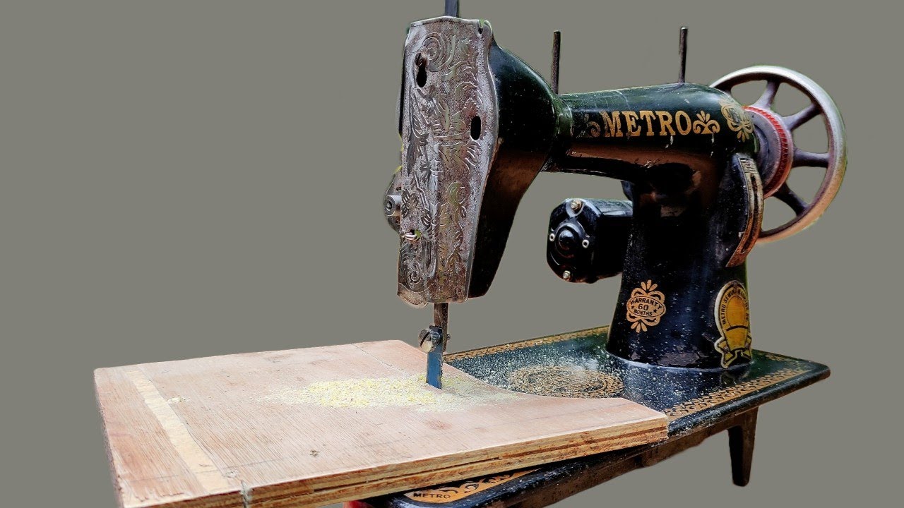 Wood cutting machine from a old rusty sewing Machine #diy #nut fun