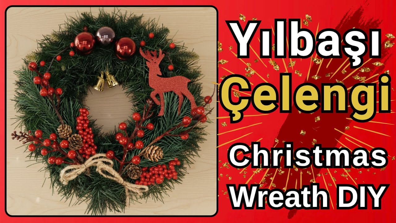 Evde Yapılan En Şık Noel Çelengi Nasıl yapılır ? 🎄 Easy Christmas Wreath DIY