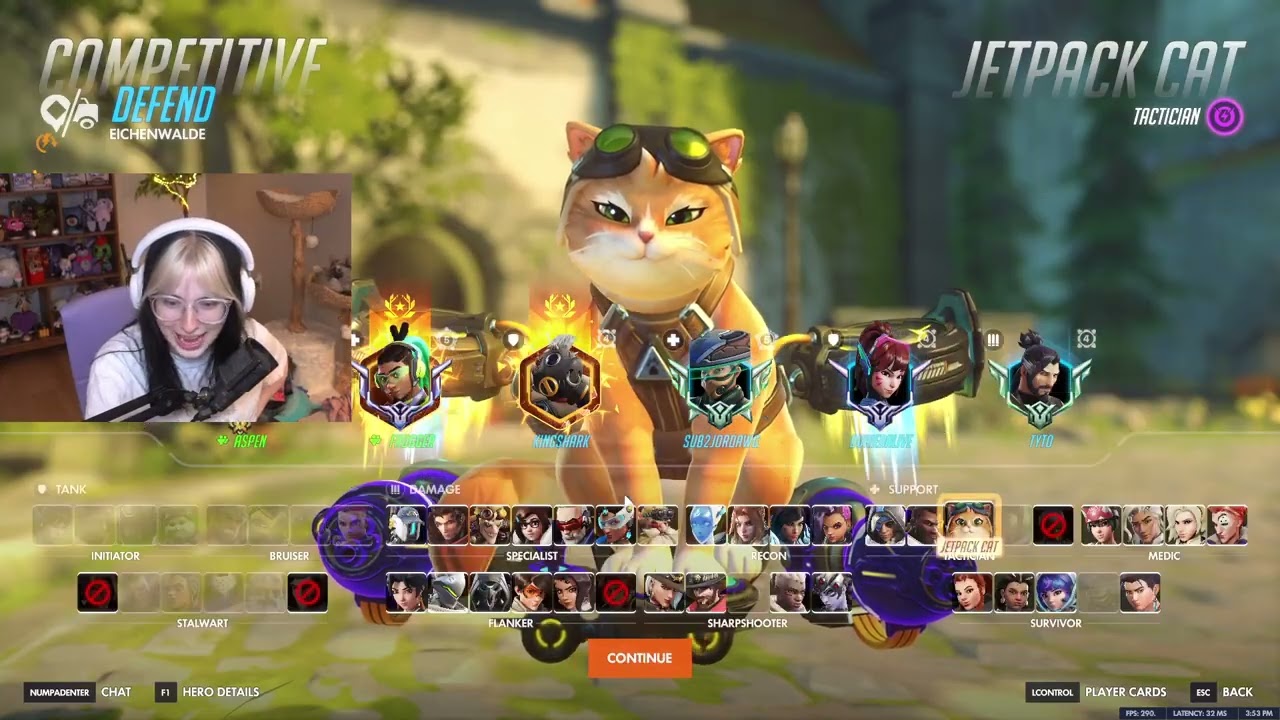 55 Elims! Aspen Insane Jetpack Cat Gameplay Overwatch new update