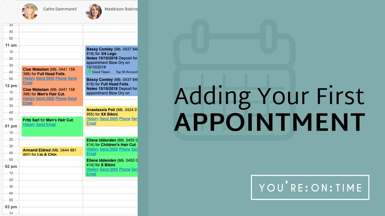 Adding your first appointment - You'reOnTime Software