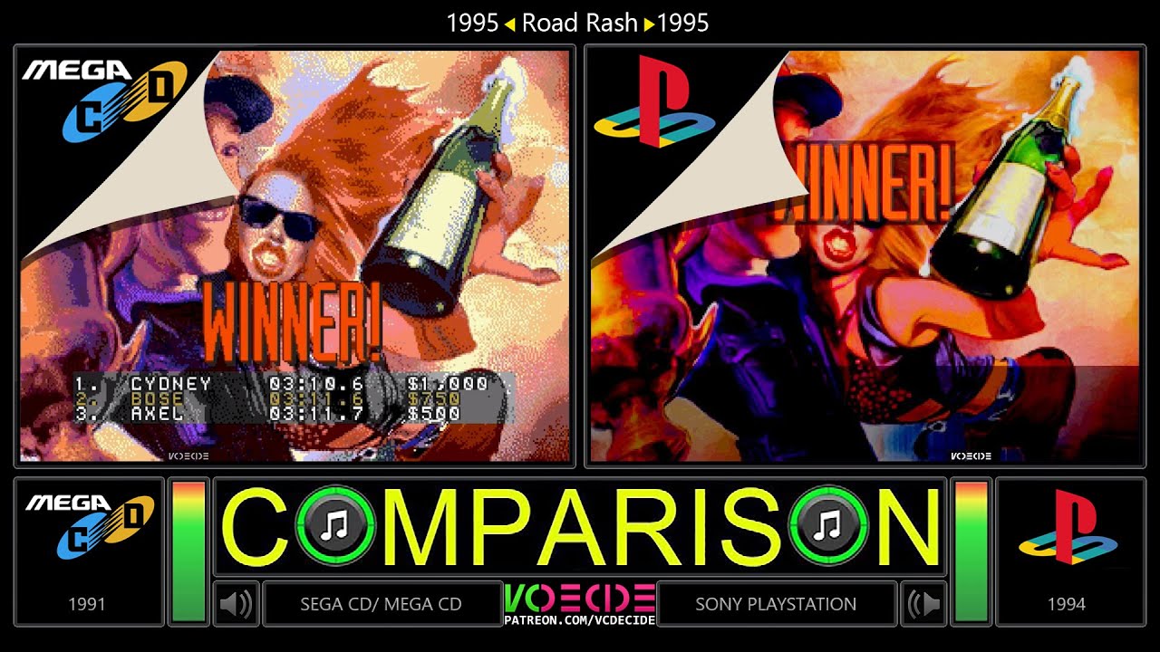Road Rash (Sega CD vs PlayStation) Side by Side Comparison