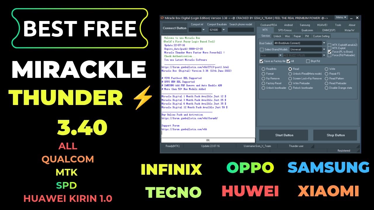 Miracle Thunder ⚡ v3.40 FREE Tool 🔥 100% Working | All Latest Models Lock Reset & IMEI Repair ✅