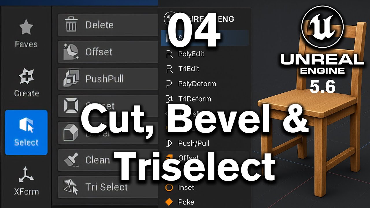 04 Bevel Cut Triselect tools in Unreal Engine 5 6  Modeling Solving Polygroup data missing issues