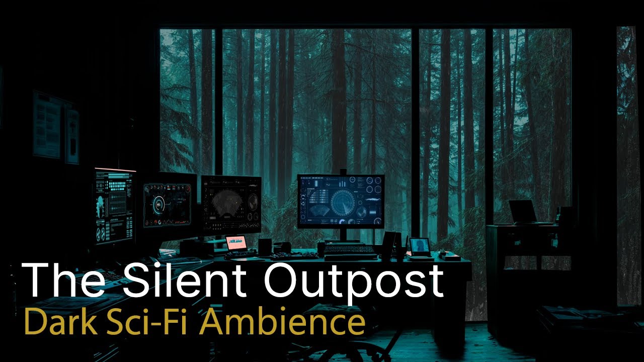🛰️No Ads | Sci-Fi Silent Forest Outpost Ambience with Rain Sounds | Deep Focus, Sleep & Relaxation🌧️