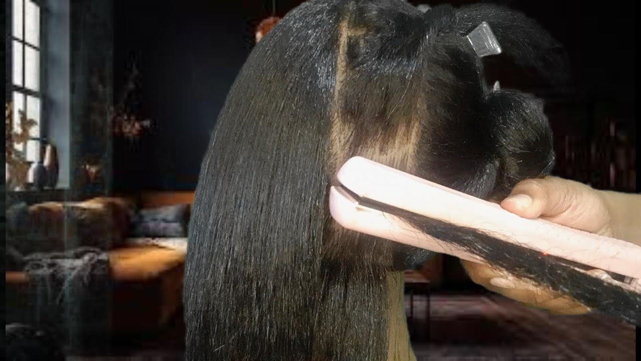 No Talking ASMR | Hairstylist, Hair Straightening, Combing, Hair Grease, Lid Sounds, Tapping