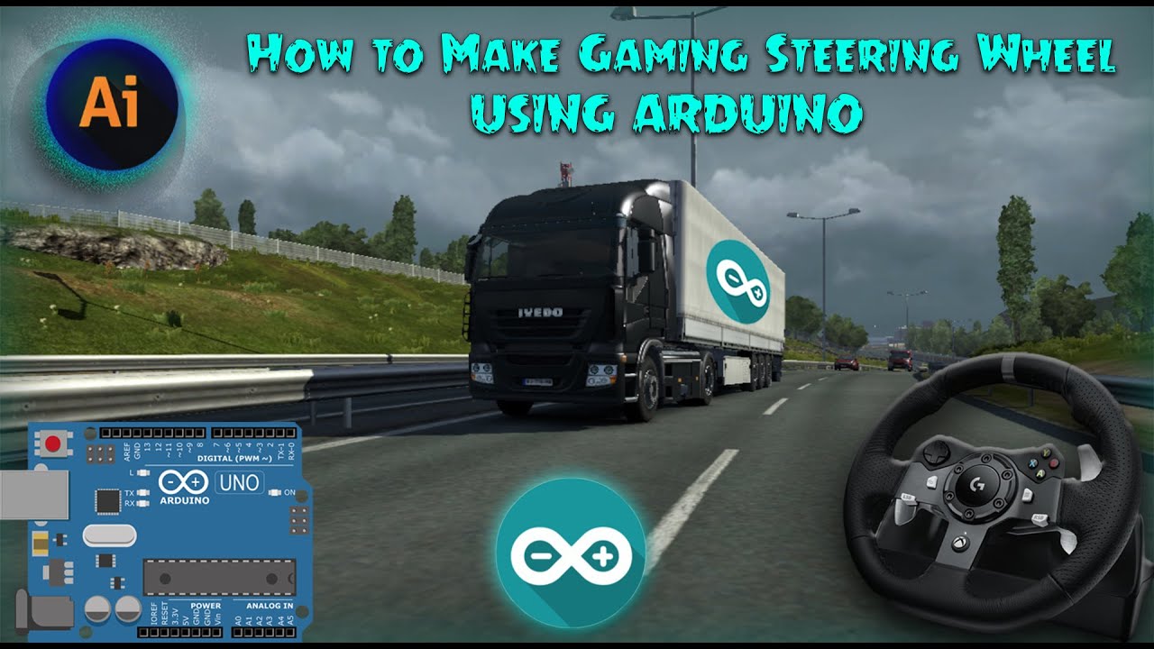 How to make Gaming Steering Wheel with Arduino Unojoy with ETS 2 Gameplay