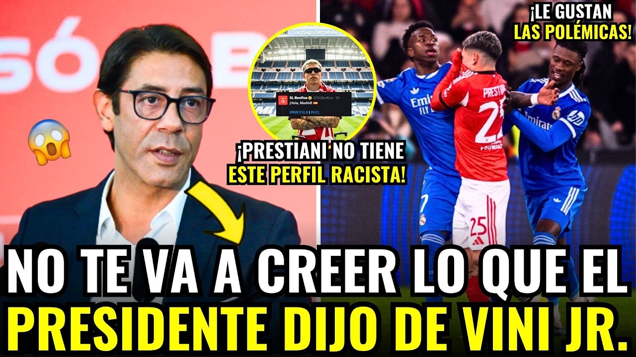 🚨¡GUAU! ¡MIREN LO ABSURDO QUE DIJO EL PRESIDENTE DEL BENFICA SOBRE LO QUE LE PASÓ A VINICIUS JR!