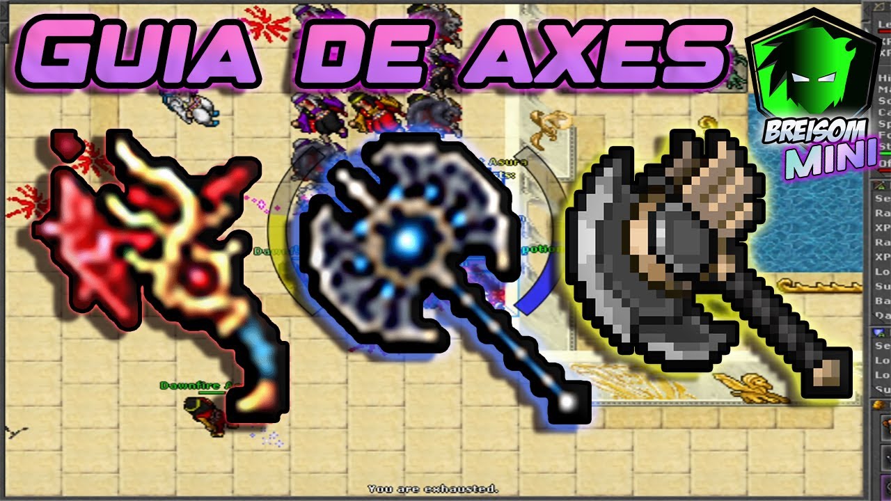 Mini guía para principiantes de TIBIA | Axes de nivel 100+ y donde utilizarlas Guía para EK
