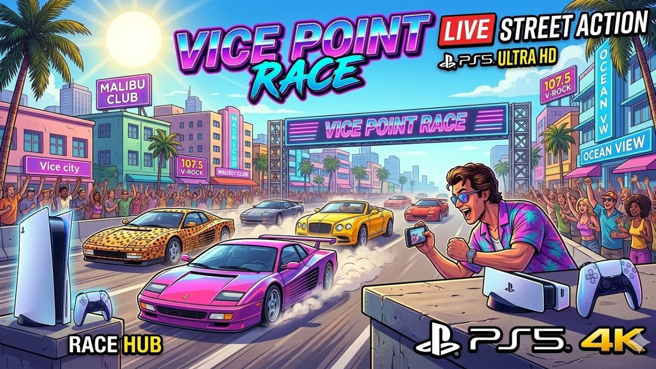 We Play GTA Vice City Before GTA VI -#10 Vice Point Race & Robbery (4K60FPS PS5 PRO) ENG/PL