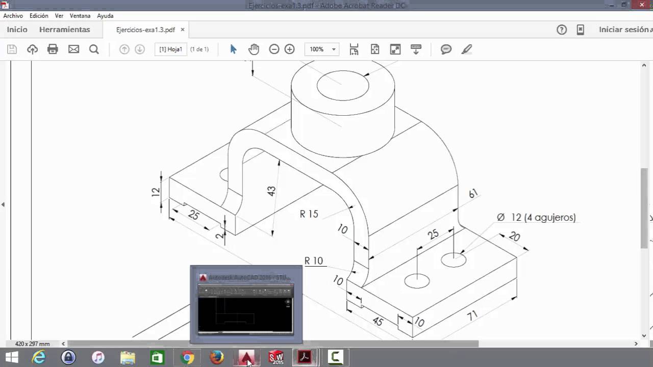 Proyección ortográfica en dibujo mecánico, ejercicio II