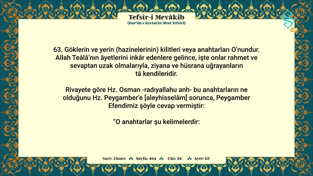 Tefsîr-i Mevâkib 24. Cüz