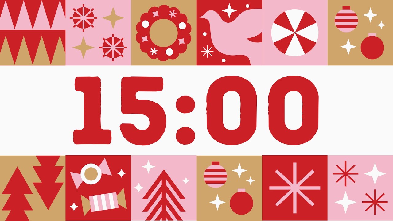 15 Minute Christmas Timer with Soft Music and Chime *ੈ🎄✩‧₊